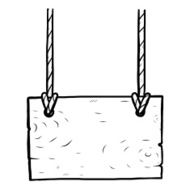 wooden placard hang by rope