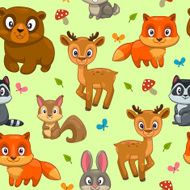 Seamless pattern with cute cartoon forest animals N2