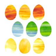 Easter set of watercolor colored eggs N3