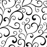 Vector Black White Organic Swirls Seamless Pattern