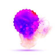 Purple magic watercolor drawing label with splash