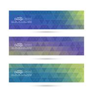 Set of vector banners with triangles and polygon mesh N9