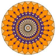 hand-drawing ethnic ornamental round abstract orange background with many details N3