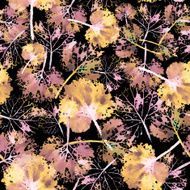 watercolor pattern of imprint leaves seamless texture background N16