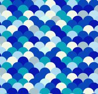 Seamless blue pattern with waves circles