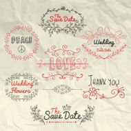 Vector Sketched Design Elements on Crumpled Texture N2