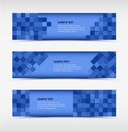 Abstract horizontal banners with blue squares N2