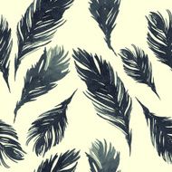 Seamless Pattern with Watercolor Feathers N9