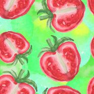 Watercolor tomato seamless vector pattern