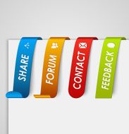 Set of colored paper tags web element