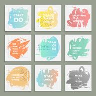 Collection of creative artistic backgrounds with different slogans