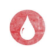 Blood drop vector icon with pixel print halftone dots texture