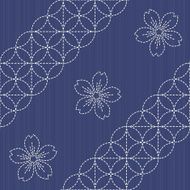 Sashiko motif - blooming cherry flowers Needlework texture Endless pattern