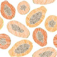 Harvest ornament Endless papaya texture Seamless fruit background