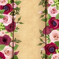 Invitation card with red and pink flowers Vector eps-10