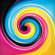 Vector swirl background of primary colors printing process CMYK