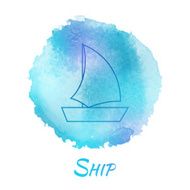 Sea Ship Marine Vector Watercolor Concept N2