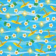 Ongoing vector pattern Concept of leisure travel with plumeria frangipani