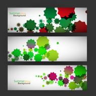Three stickers with green abstract leaf