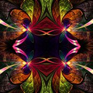 Symmetrical fractal pattern in stained-glass window style N2