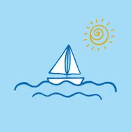 Sailboat and sun logo vector