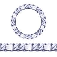 Silver chain with white fabric ribbon vector brush N2