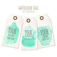 Set of hand drawn tags with watercolor background N3