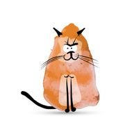 Funny cat Watercolor sketch for your design N3