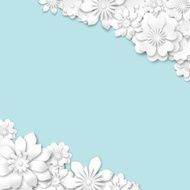 abstract blue wedding background with white 3d flowers N2