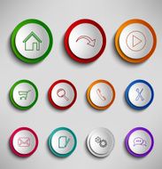 Round color buttons icons design template