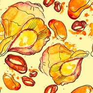 seamless pattern wich watercolor and digital sea shells N2