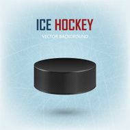 Black hockey puck on ice rink - vector background N2