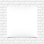 White blank poster on a brick wall Vector illustration