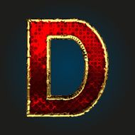 d vector red letter with gold