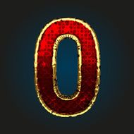 0 vector red letter with gold
