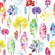 watercolor pattern of leaves seamless texture background N23