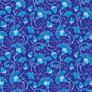 vector dark blue turkish floral seamless pattern background N2
