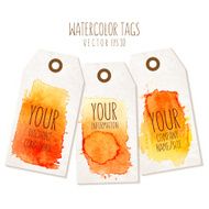 Set of hand drawn tags with watercolor background N4