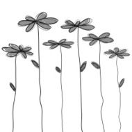 black doodle flower vector N2