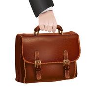 Businessman hand holds leather briefcase N2