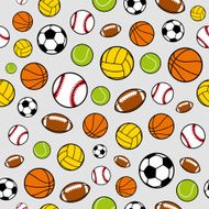 Vector Sports Balls Seamless Background Equipment Pattern N3