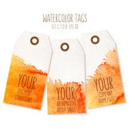 Set of hand drawn tags with watercolor background N5