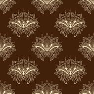Brown and yellow eamless pattern with paisley ornament N2