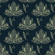 Persian flowers with ethnic ornament seamless pattern N2