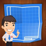 Blueprint Background with Engineer