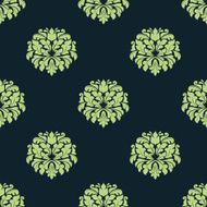 Seamless green colored damask pattern
