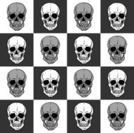 Seamless pattern with skulls over black and white background N2