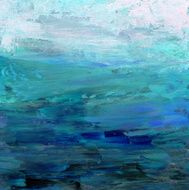 Acrylic painted square abstract background in dark blue touquoise white