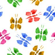 Vector Seamless Pattern of Butterflies Watercolor N3