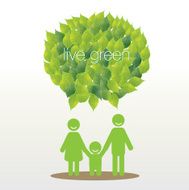 vector family talk with green leaf speech bubble eco concept